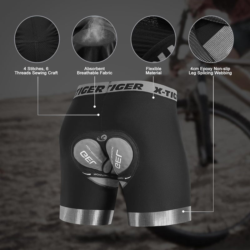 Xtiger Cycling Underwear Mens Bike Shorts 5D Padded Mountain Biking Riding Shorts with Anti-Slip Leg,Bicycle Liner Shorts - Image 3